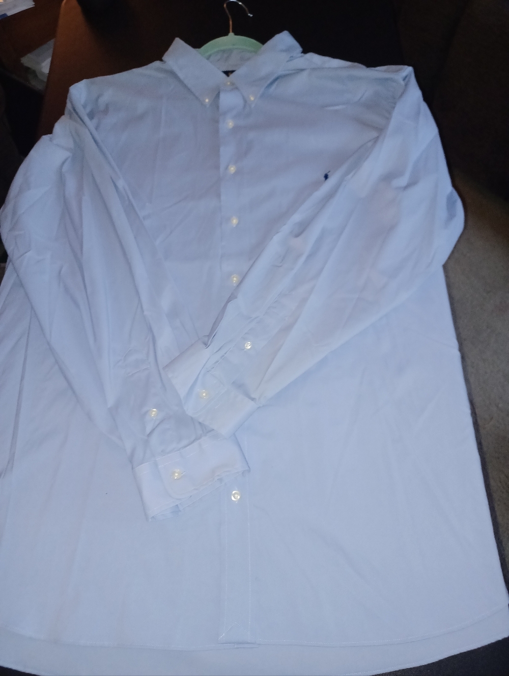 Ralph Lauren Polo Button Up Dress Shirt Big And Tall Mans Size 3XL Blue 3X